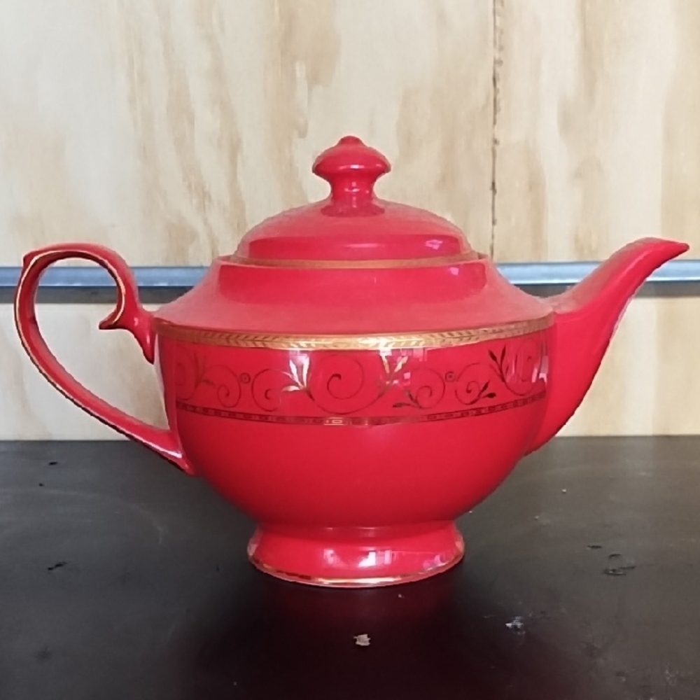 Teavana Red and Gold Teapot